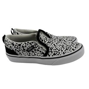 NEW Kids Vans Asher Slip On Dalmatian Print Shoes Size 2Y Casual Sneakers Skater